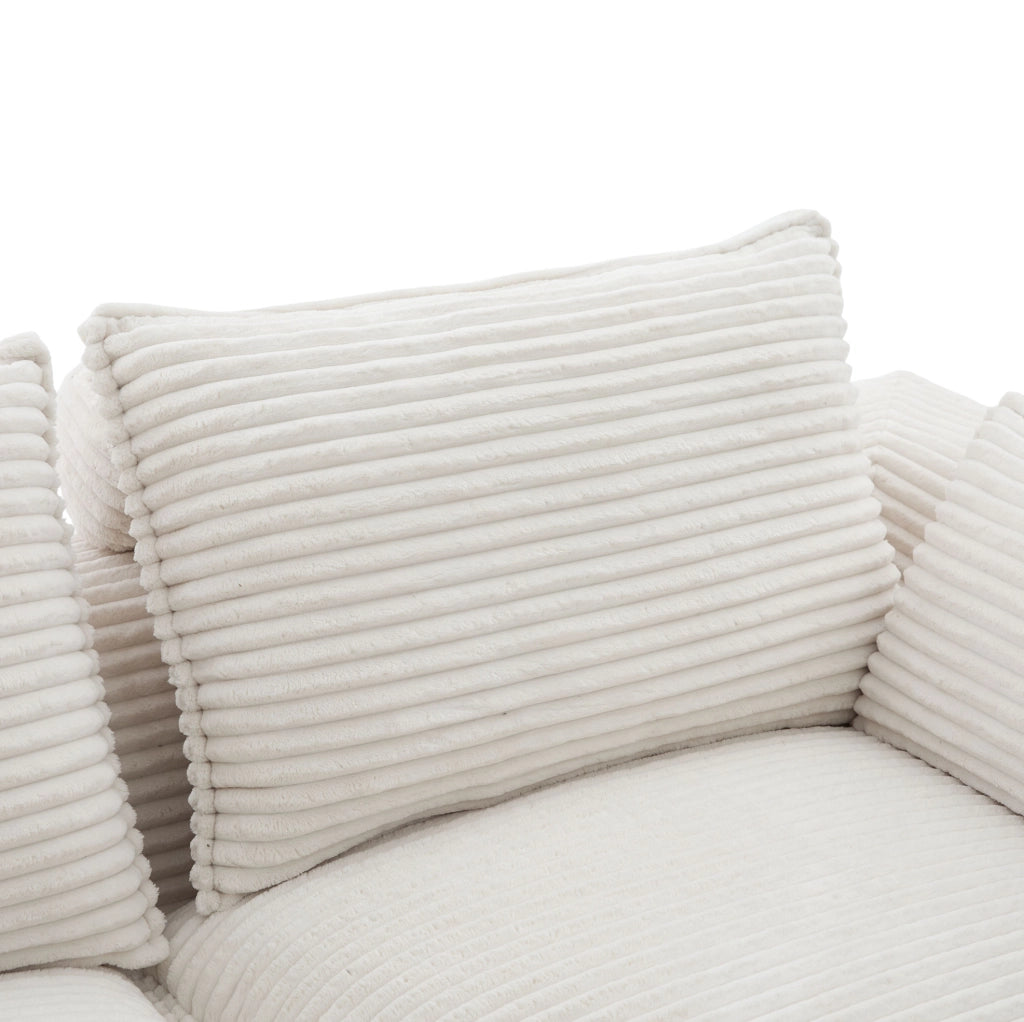 Divano modulare in velluto a coste beige 322x161 cm HAVRYA