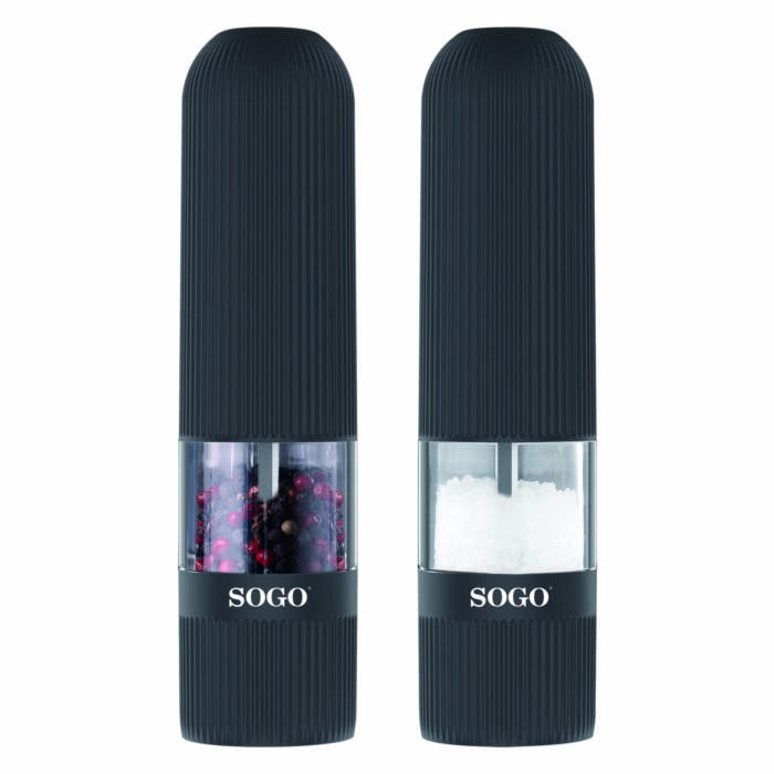 Set macina sale e pepe elettrico con base in legno, luce LED, meccanismo ceramico, 2,7W, funzionamento a batterie - SOGO