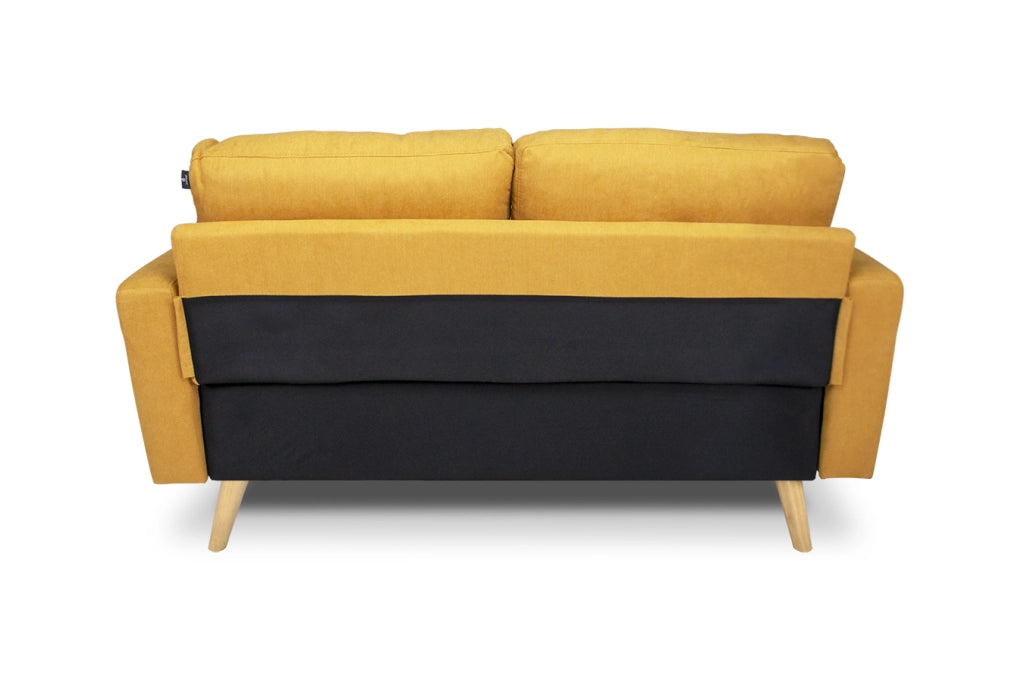 Divano 2 posti in tessuto vellutato giallo piedi in legno - Chloe - DI2P-CH16FBC-PL