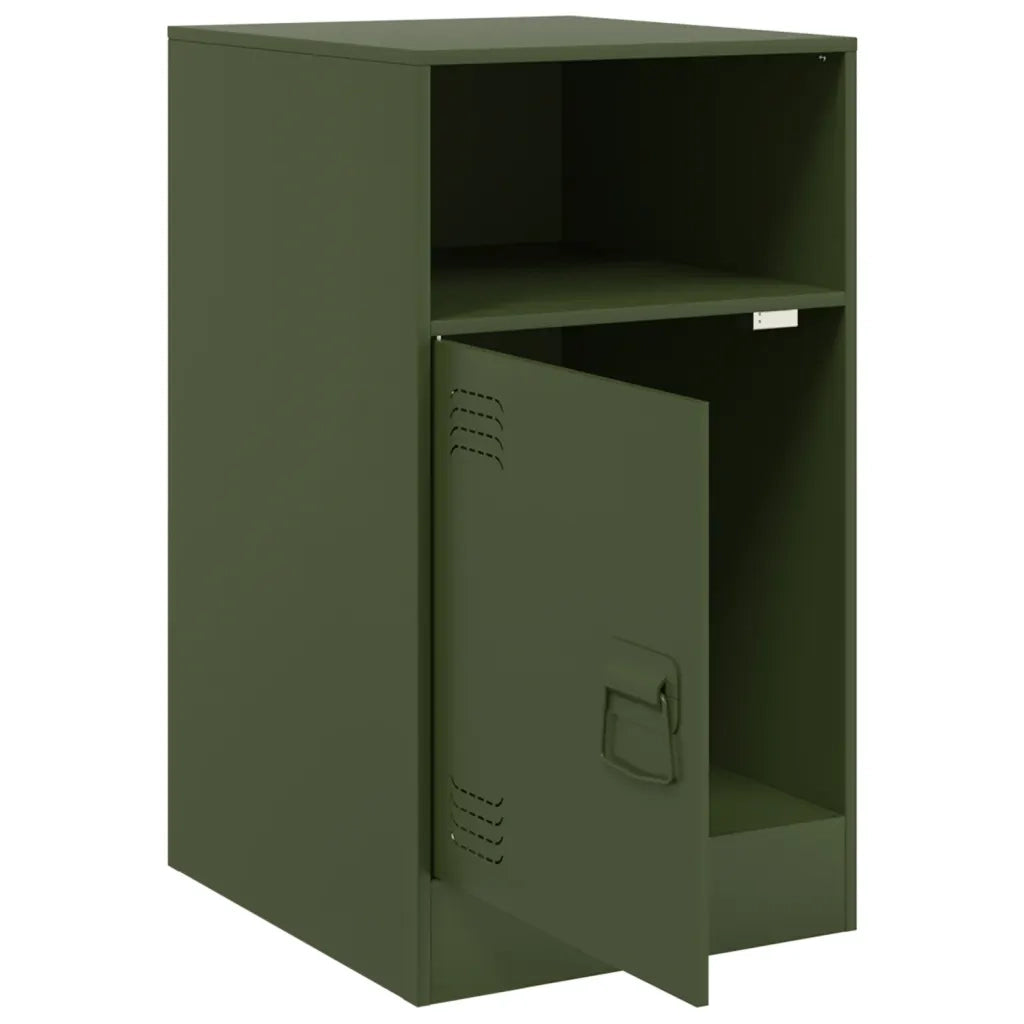 Comodini 2 pz-Set di 2 Tavolino da notte Verde Oliva 34,5x39x62 cm in Acciaio 782369