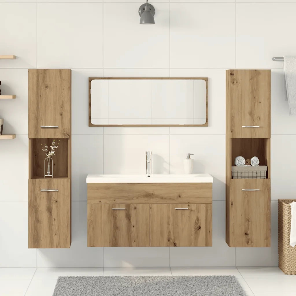 Set Mobili da Bagno 5 pz Rovere Artigianale Legno Multistrato 3328920