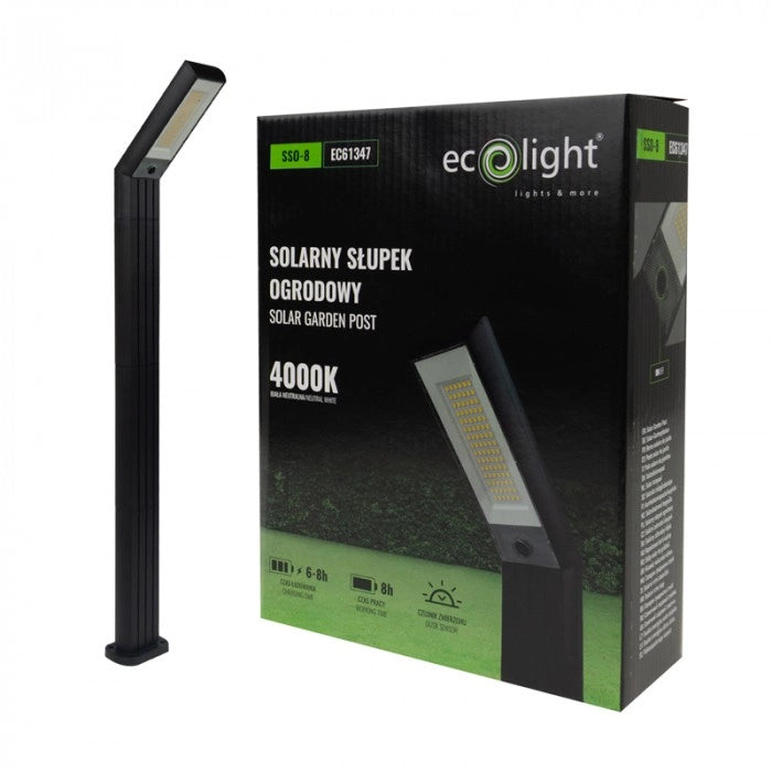 Lampada solare paletto nero LED 1,5W crepuscolare Ecolight