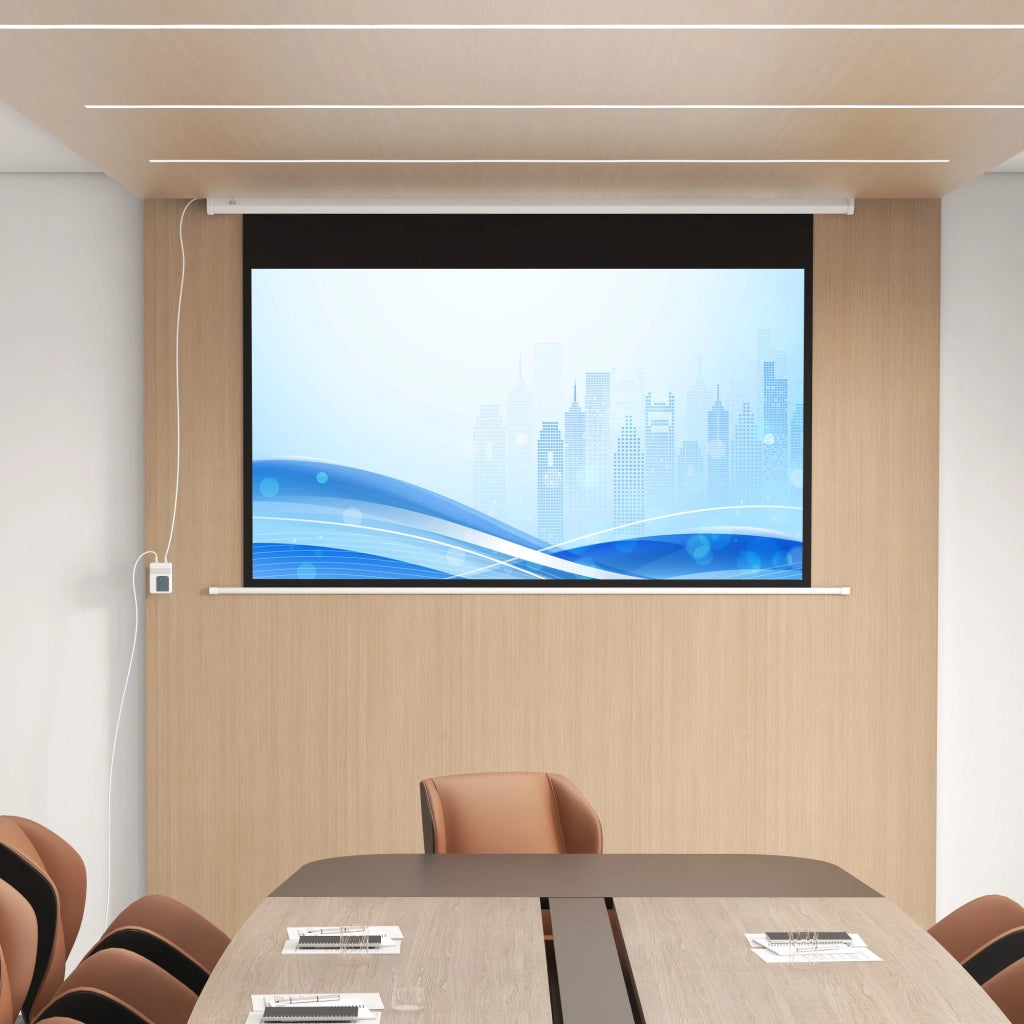 Telo per Proiettore 84" 16:9 Motorizzato con Telecomando, 215x8x140cm, Bianco