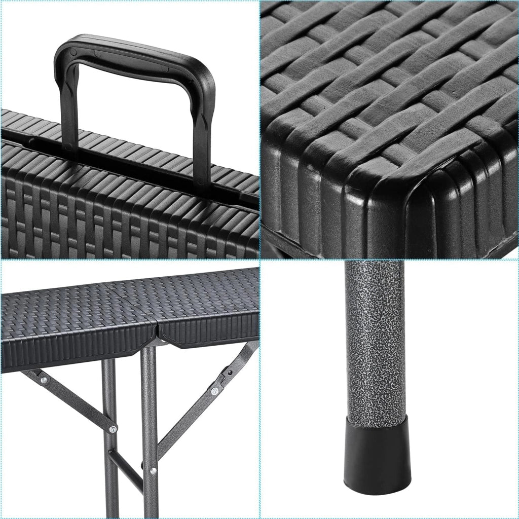 2X Panca Pieghevole da Giardino Stile Birreria 180 cm Panchina da Campeggio Panche Portatili