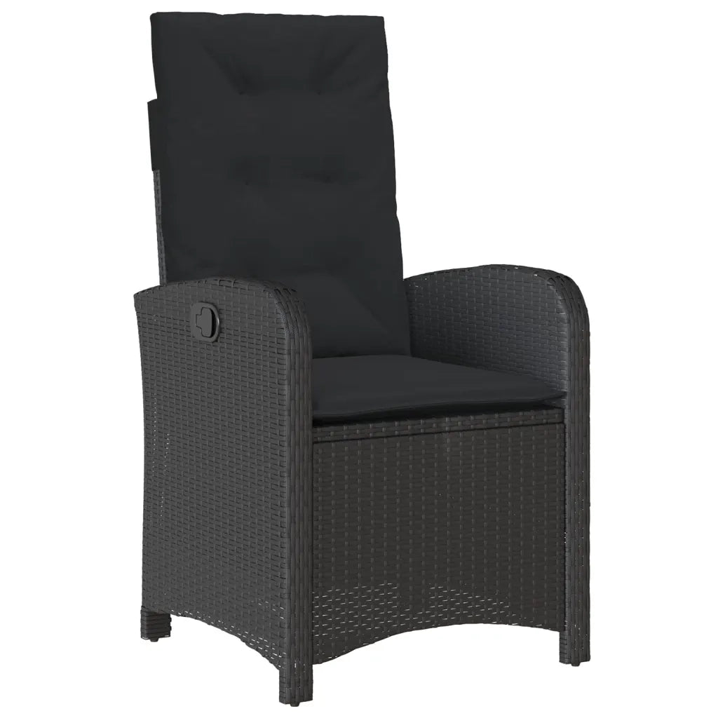 Set da Pranzo da Giardino 7 pz Nero con Cuscini in Polyrattan 3212251