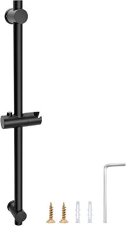 Douchestang 66cm con supporto doccia flessibile - acciaio inossidabile lucido nero - base di montaggio regolabile - accessorio per la doccia