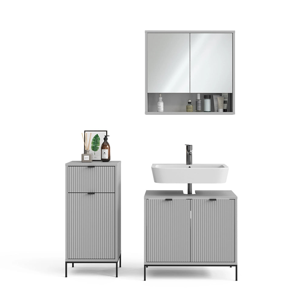Vicco Set di mobili da bagno Grigio 3 parti