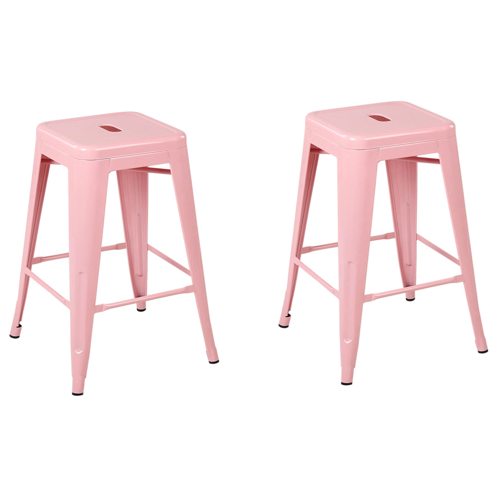 Set di 2 sgabelli bassi in Acciaio rosa e oro impilabili stile moderno 60 cm bar in casa