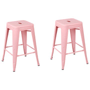 Set di 2 sgabelli bassi in Acciaio rosa e oro impilabili stile moderno 60 cm bar in casa