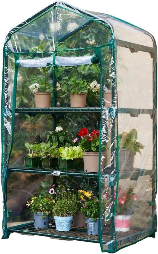 Mini Serra a 3 Livelli con Copertura PVC Rimovibile - 70 x 47 x 126 cm - Ideale per Giardino e Balcone - Assemblaggio Facile - Protezione Optima per le Piante