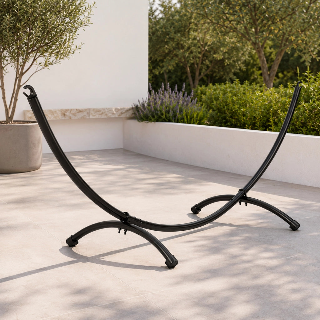 Supporto Per Amaca In Acciaio Con Telaio Ad Arco Ganci Laterali Portata 150 Kg Facile Da Assemblare Per Giardino Terrazzo Balcone Relax Outdoor 300 X 90 X 100 Cm Nero
