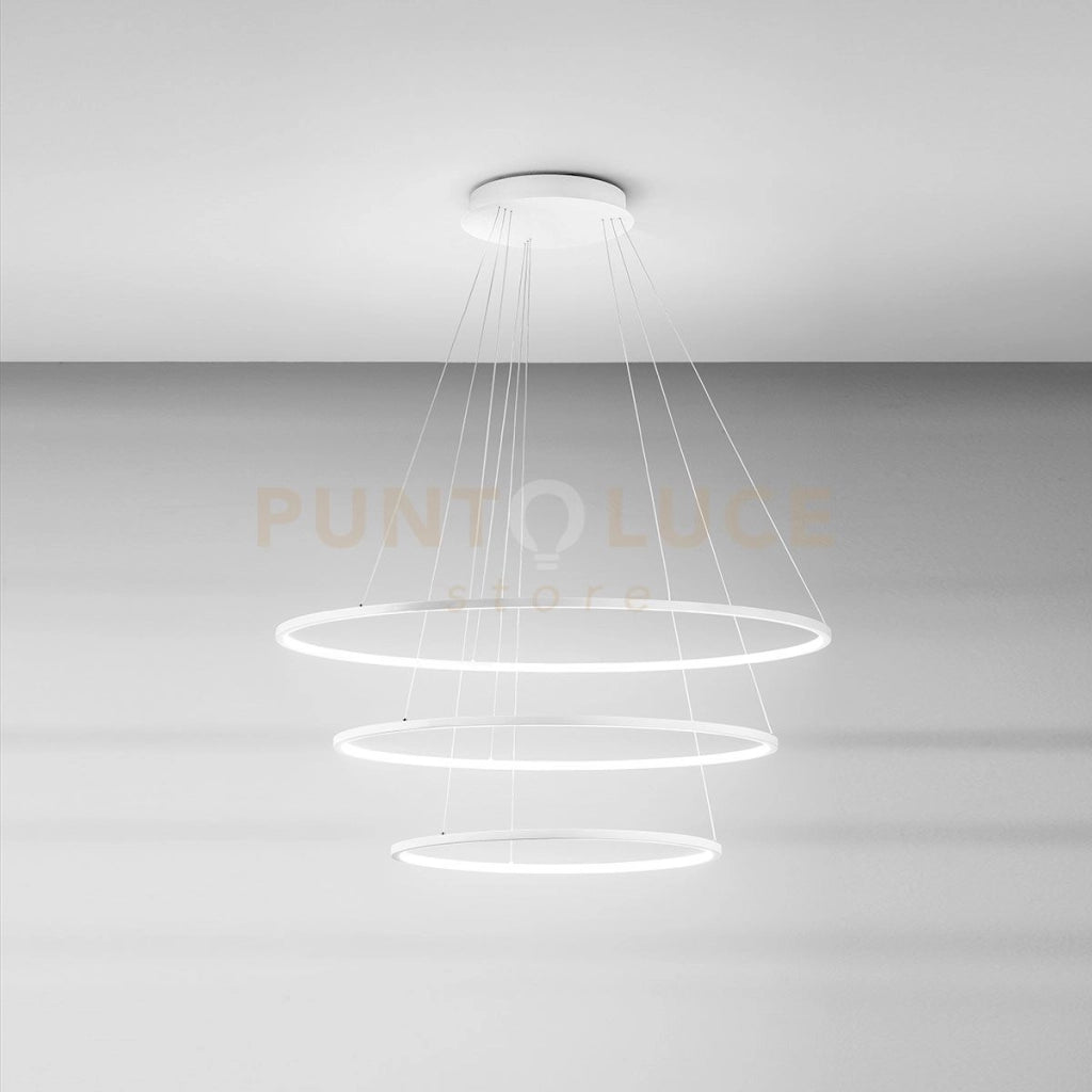 ERIKA S/3 LAMPADARIO SOSPESO 3 LUCI A LED 3000K 7100LM 128W(35W+45W+48W)) DIMMERABILE COLORE BIANCO D.60-80-100CM