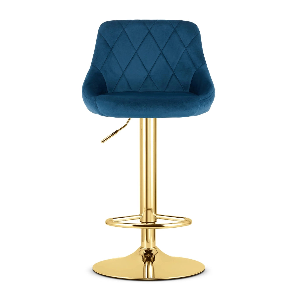 Sgabello girevole VALORA DAKA - Velluto blu navy con base dorata x 2
