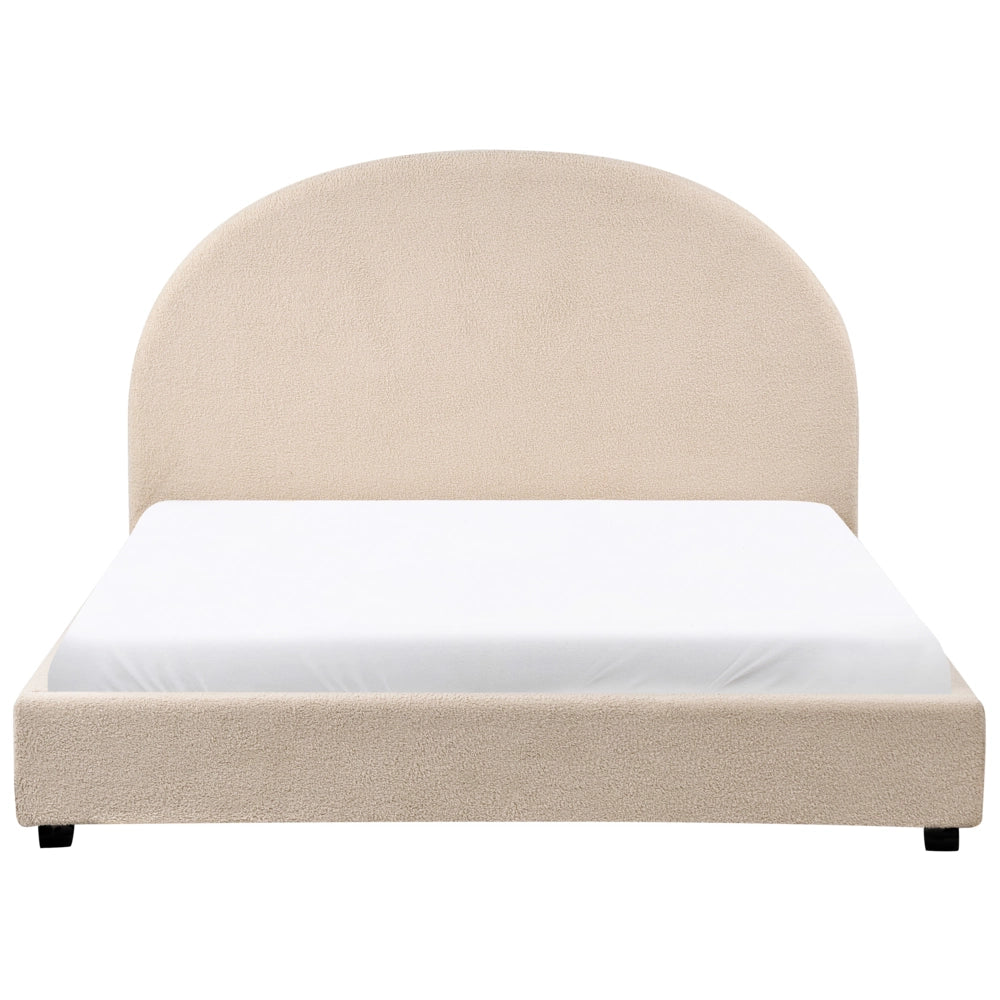 Letto matrimoniale ad acqua in tessuto bouclè beige 140 x 200 cm retrò minimalista