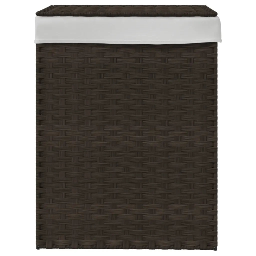 Cesto Biancheria Coperchio Marrone Scuro 46x33x60 cm Polyrattan CFW3388038