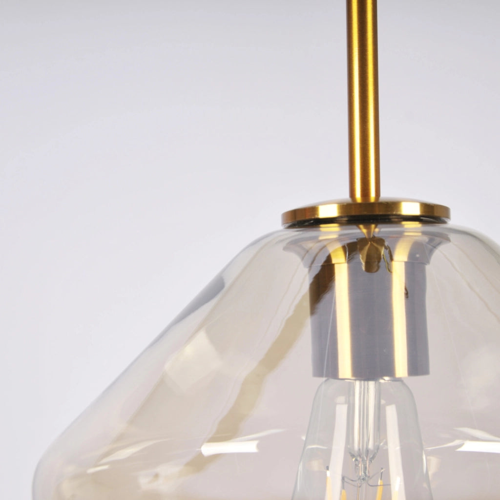 Lampada a sospensione Polux Grea vetro ambra E27 Ø23 cm