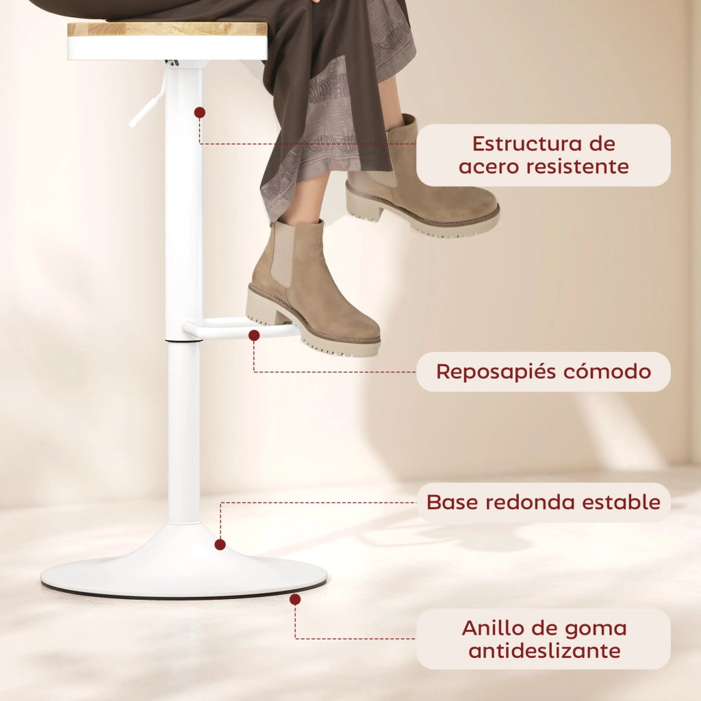 Sgabelli da Cucina ¨C zephmum ¨C Legno e Acero, Altezza Aggiustabile, 2 Pezzi