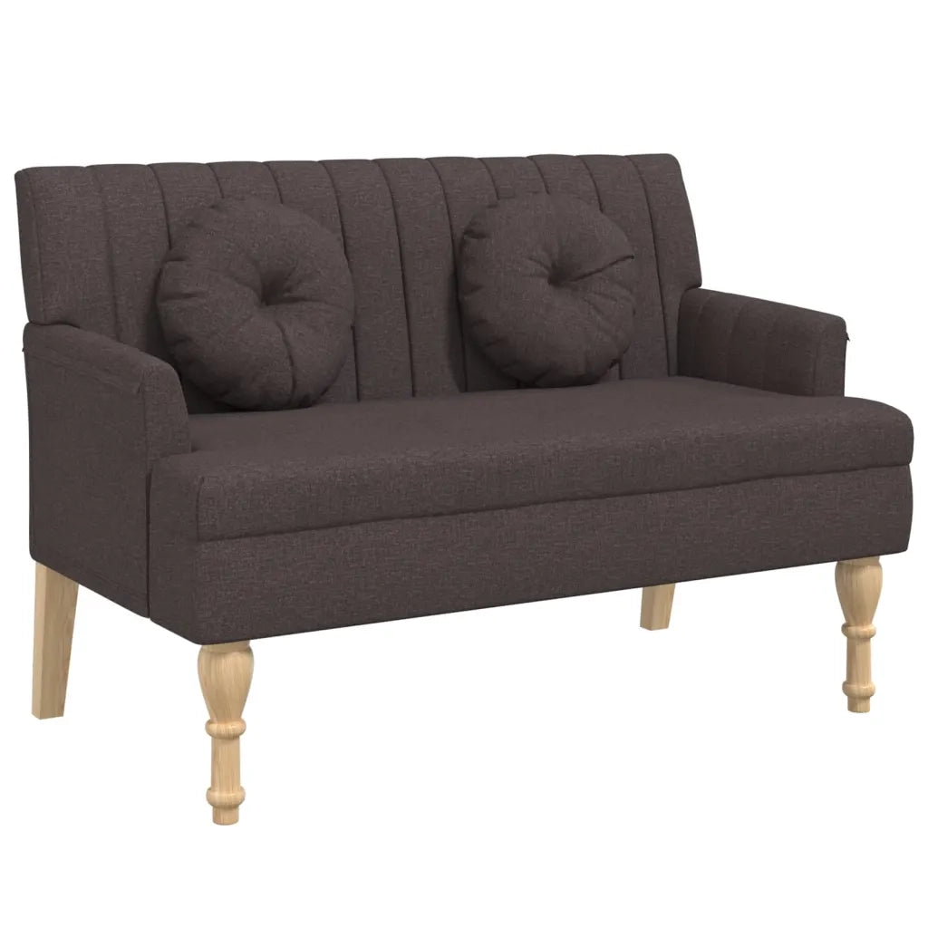 Panca con Cuscini-Sgabello-Divano Marrone Scuro 113x64,5x75,5 cm in Tessuto