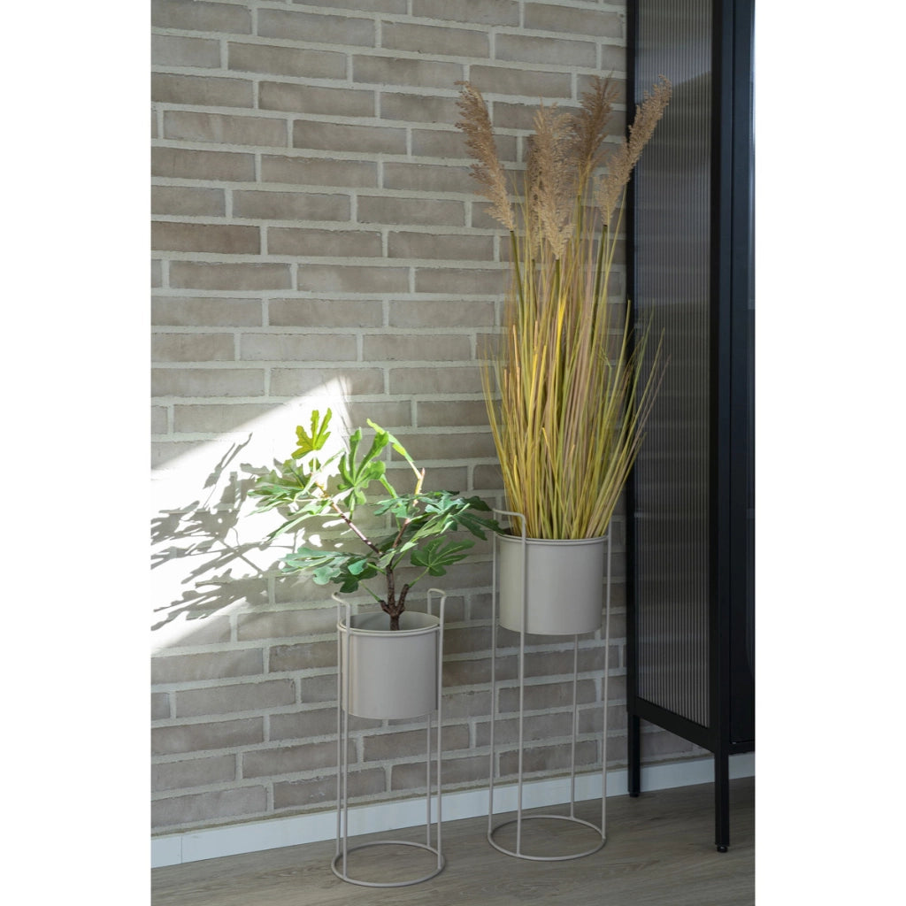 Set di 2 Vasi per Piante Rabo, Beige, Metallo, 20x20x50 cm