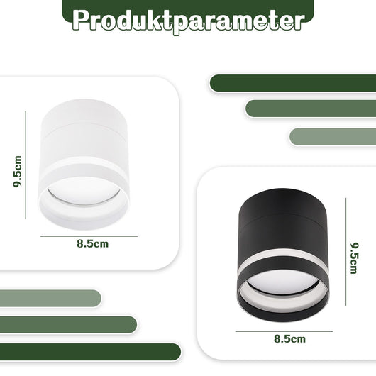 ZMH Faretto da soffitto LED neri rotondi da superficie 5W acrilico piccoli