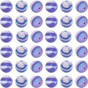 Confezione da 50 pezzi di perle di silicone stampate a 15mm, perle rotonde stampate in bulk, perle morbide di gomma blu con disegno di fiori, perle focal, perle libere per lanyard, palline per collane e bracciali per orecchini DIY.