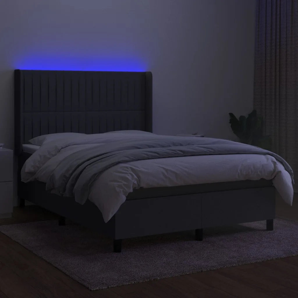 Letto a Molle Materasso e LED Grigio Scuro 140x190cm in Tessutocod mxl 123269