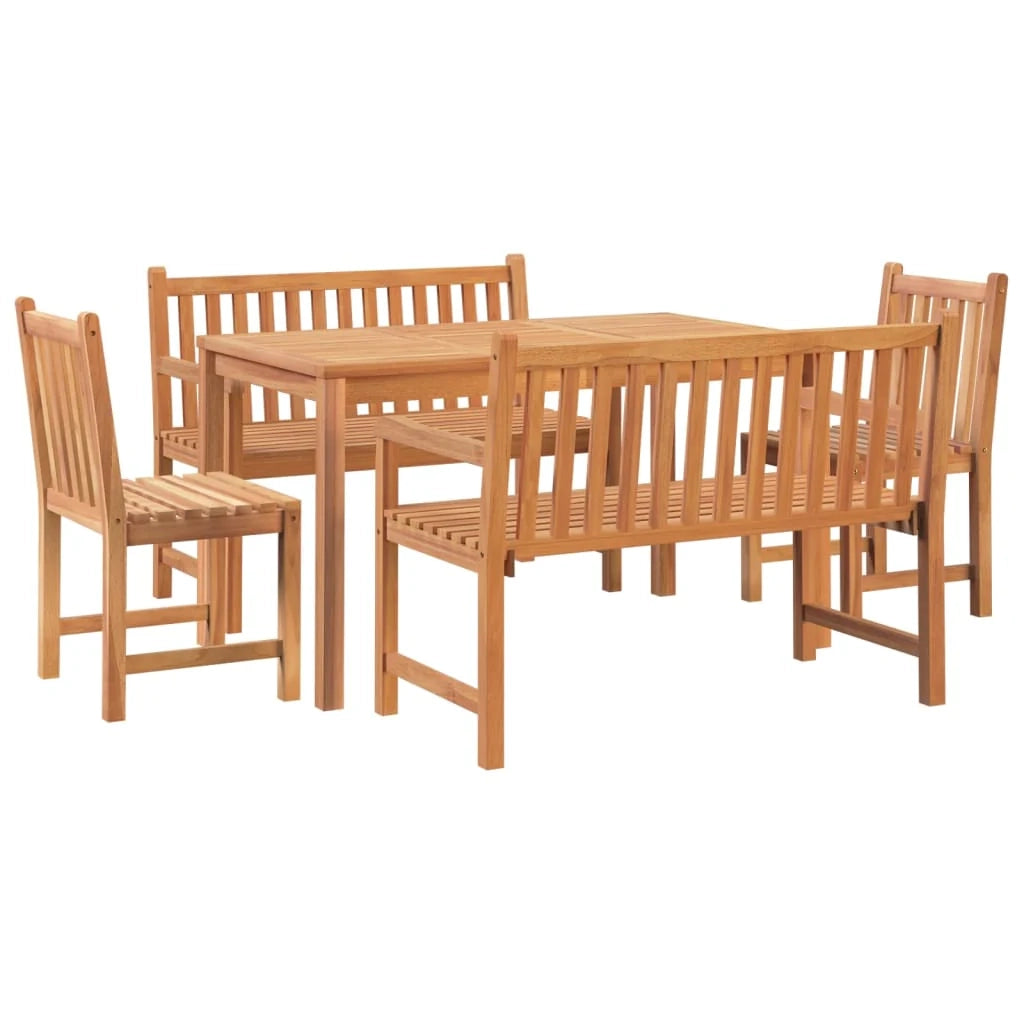 Set da pranzo da esterno/mobili da giardino in legno massello di teak da 5 pezzi 02_0014289