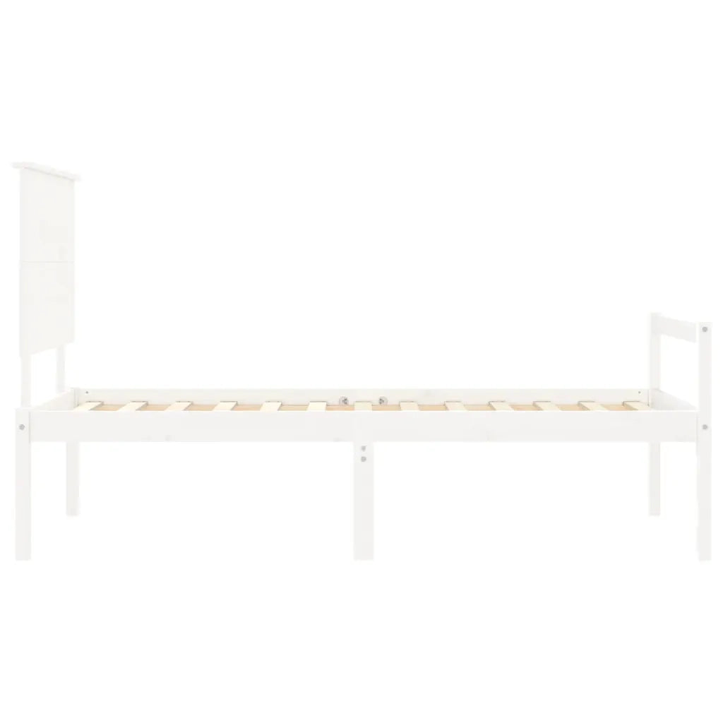 vidaXL Letto per Anziani con Testiera Bianco 90x200 cm Legno Massello