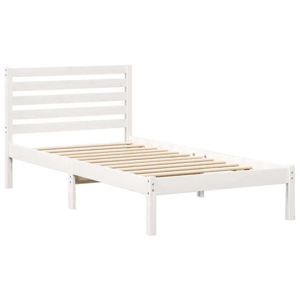 Struttura del letto Bianco 90 x 200 cm Pino massello 872264