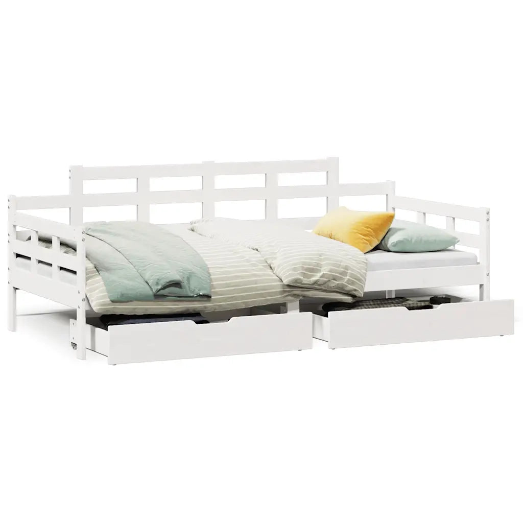 vidaXL Dormeuse con Cassetti Bianco 90x190 cm Legno Massello di Pino