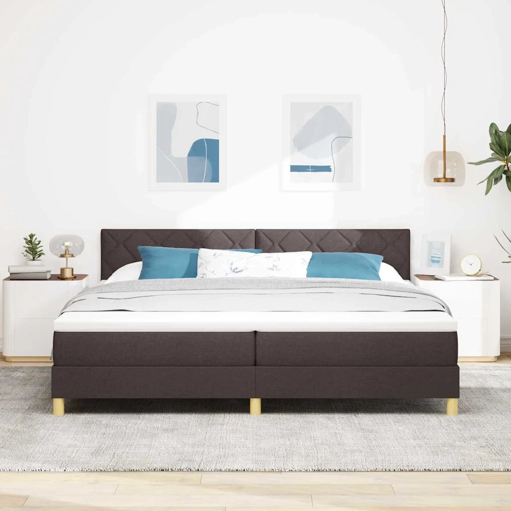 Letto a Sorgente LED con led Marrone Scuro 200 x 200 cm Tessuto