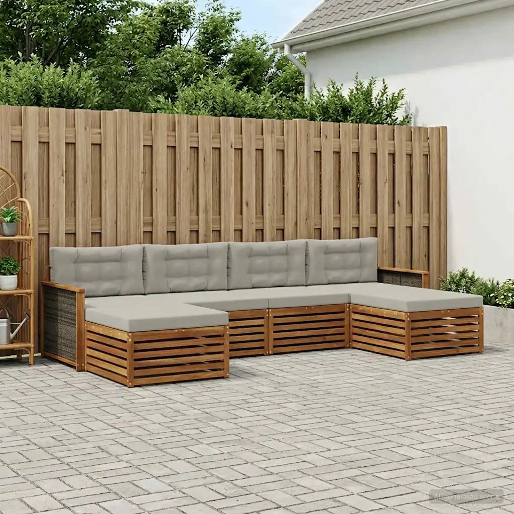 Set divani con cuscino 6 pcs Legno di Acacia Massello 3383679