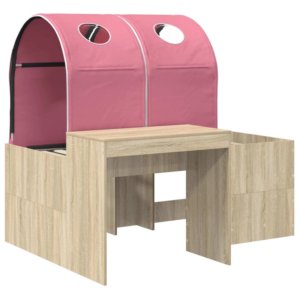 Letto con Tunnel 3 pz Rovere Artigianale e Rosa 3423518