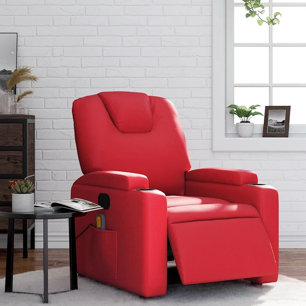 Poltrona | Sedia Relax Massaggio Elettrica Reclinabile Rosso Similpelle