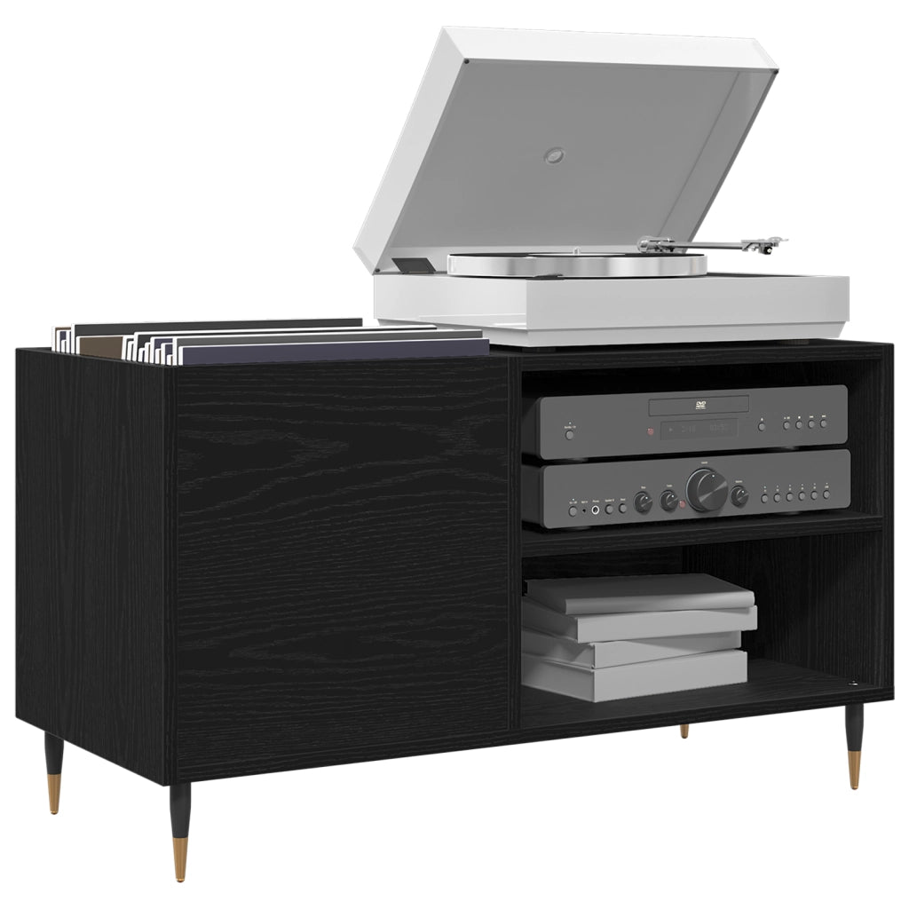Armadio per dischi  Nero Rovere 84,5x38x48 cm Legno ingegnerizzato