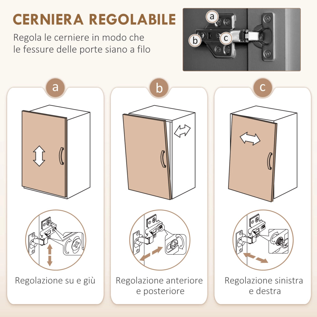 Armadio Dispensa con Mensole Regolabili e Cassetto ¨C Zephmum ¨C Legno Grigio 101x39x180 cm