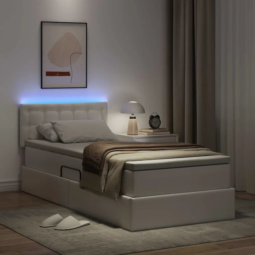Letto con contenitore e LED con led Bianco Puro 100 x 200 cm