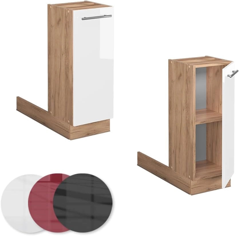 Isola cucina Fame-Line, Bianco lucido, 30 cm senza piano di lavoro, liberamente combinabile con altri moduli Fame-Line