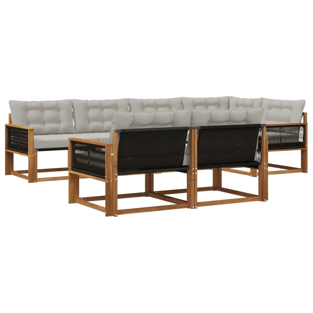 Set di divani da esterno 7 pz Naturale e Grigio Chiaro 3381487