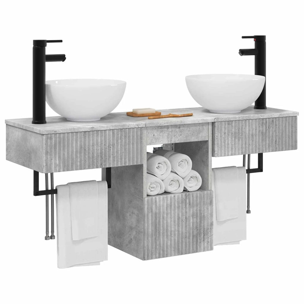 Set di mobili per il bagno 3 pz Grigio Cemento 3405580