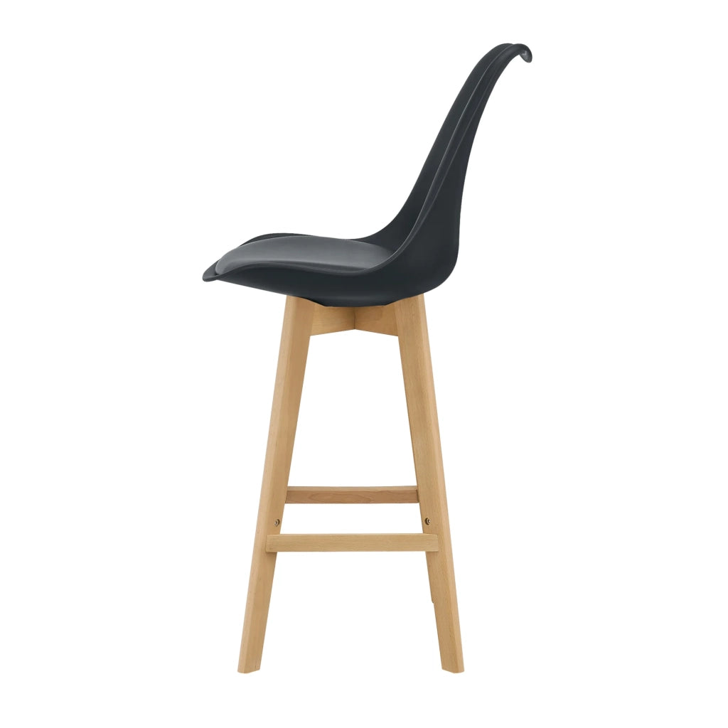 Set di 2 sgabelli da bar con seduta schienale e poggiapiedi imbottito 105 cm nero 03_0002781