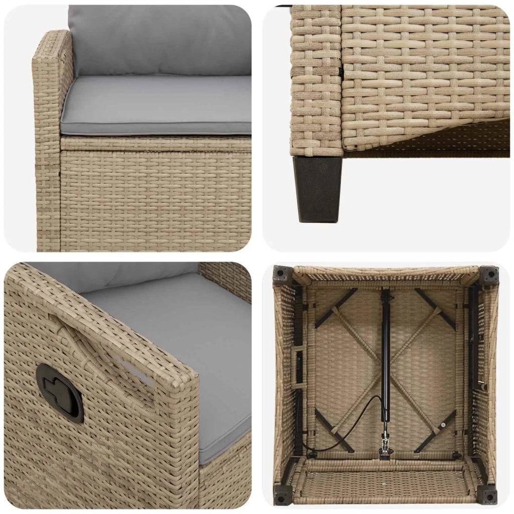 Sedia da Giardino 2 pz | Sedie da Esterno Beige e Grigio Chiaro 56 x 60 x 112 cm