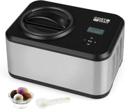Gelatiera con Compressore 1,5 L, Macchina del Gelato con 4 Modalità, Display LED, Timer 24 Ore e Ciotola Rimovibile, Gelatiera Autorefrigerante in Acciaio Inox per Gelato, Yogurt e Sorbetto