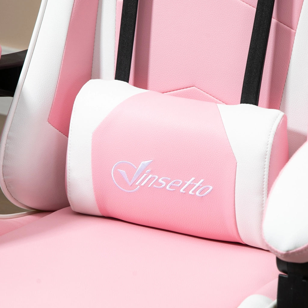 Sedia Gaming Ergonomica Rosa con Poggiapiedi, Altezza Regolabile e Rotelle 360°