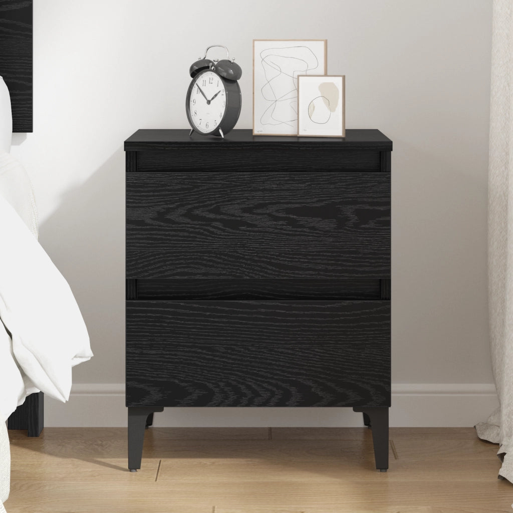 Comodino Rovere Nero 40x35x50 cm Legno ingegnerizzato