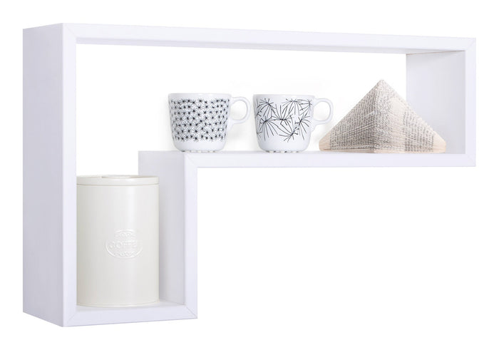 Mensola da Parete a Forma di L 61x37x15,5 cm in Fibra di Legno Lettera Bianco