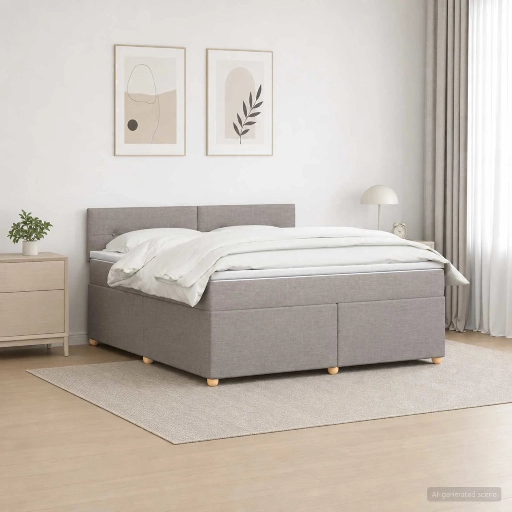 Letto box spring con materasso Tortora 180 x 200 cm Tessuto 3452482