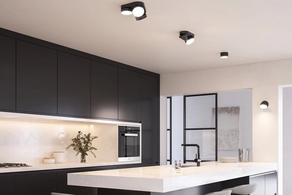 Lutec Stanos faretto plafoniera rotondo nero LED 6,8W
