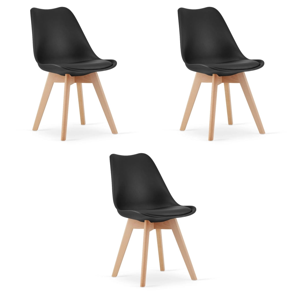 Sedia VALORA RIXK - Sedia ergonomica da pranzo nera x 3