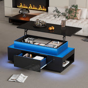 Tavolino-Xylo-96x45x40cm nero regolabile LED con tiroir